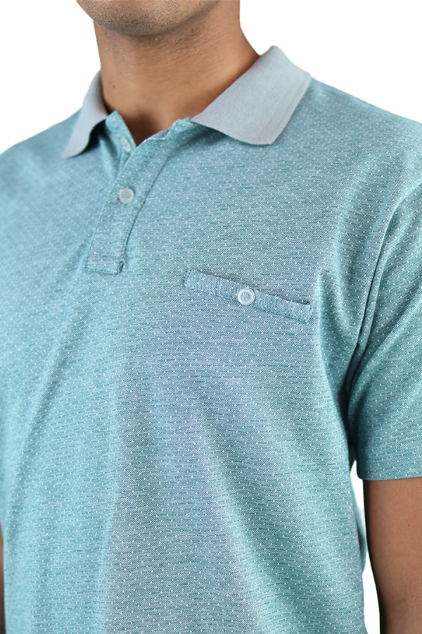 Playera Tipo Polo Tela Tipo Tejido Color Verde Con Bolsa Falsa Para Caballero